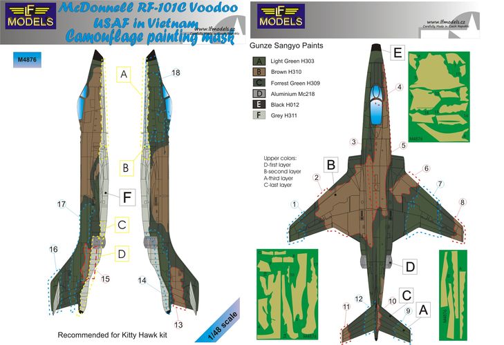 LF Models LFMM4876 RF-101C Voodoo USAF Vietnam Camo Masks 1:48
