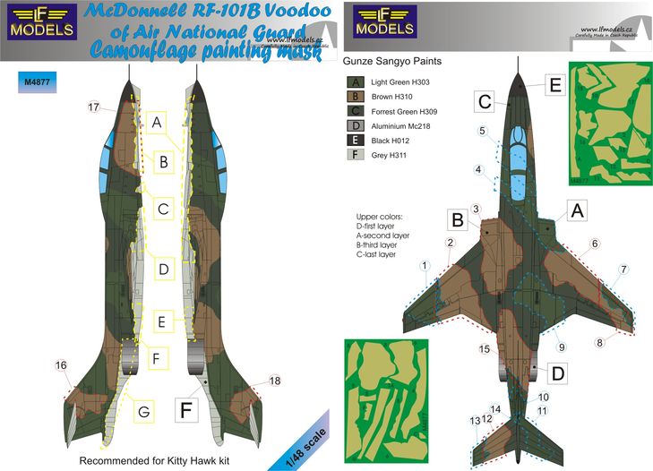 LF Models LFMM4877 RF-101B Voodoo ANG Camo Paint Masks 1:48