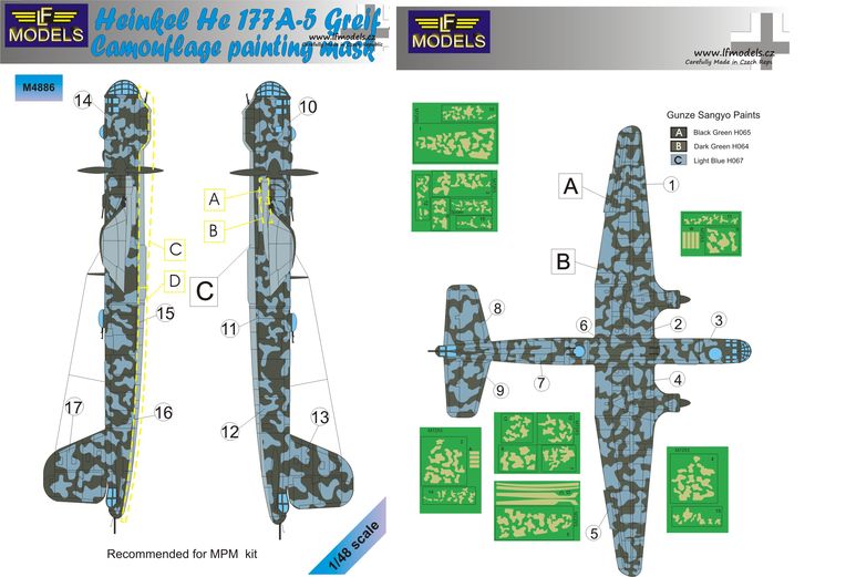 LF Models LFMM4886 1:48 Heinkel He-177A-5 Greif camouflage pattern paint masks
