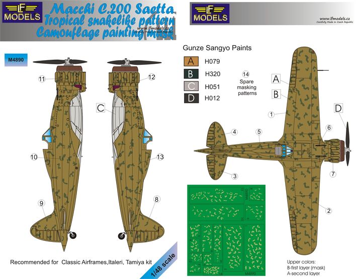 LF Models LFMM4890 Macchi C.200 Saetta Snakelike Camo Masks 1:48