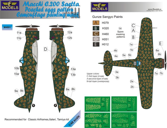 LF Models LFMM4891 Macchi C.200 Saetta Poached Eggs Camo Masks 1:48