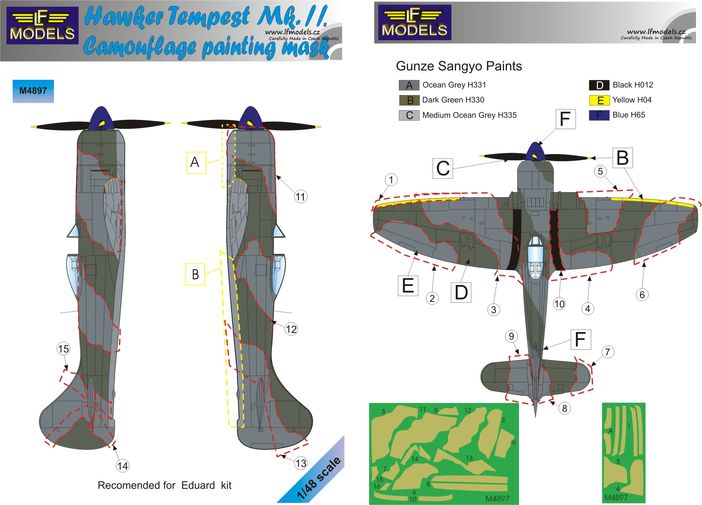 LF Models LFMM4897 1:48 Hawker Tempest Mk.II camouflage pattern paint masks