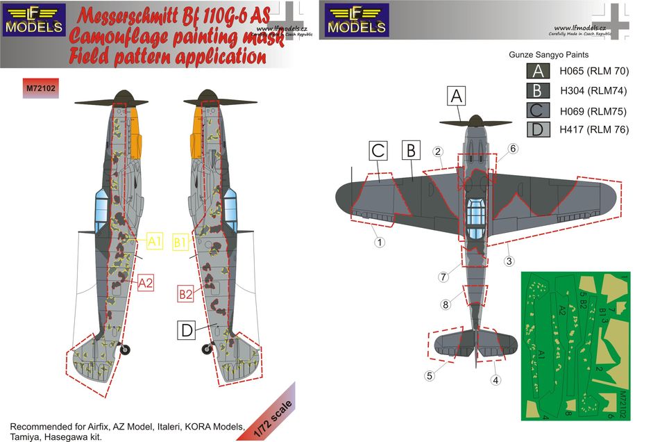 LF Models LFMM72102 1:72 Messerschmitt Bf-109G-6 AS camouflage masks