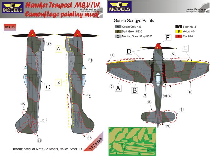 LF Models LFMM72103 1:72 Hawker Tempest Mk.V/Mk.VI camouflage masks