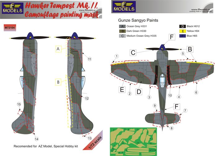 LF Models LFMM72104 1:72 Hawker Tempest Mk.II camouflage pattern paint masks