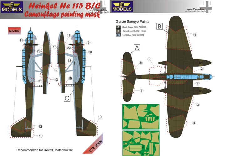 LF Models LFMM72109 1:72 Heinkel He-115B/C Camouflage Pattern Paint Mask