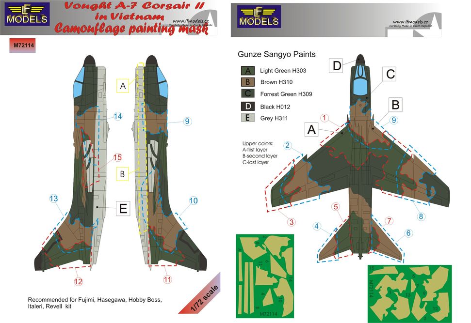 LF Models LFMM72114 LTV A-7D Corsair II Vietnam Camo Masks 1:72