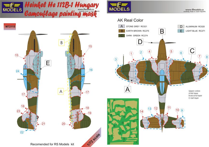 LF Models LFMM72115 1:72 Heinkel He-112B Hungary camouflage pattern paint masks