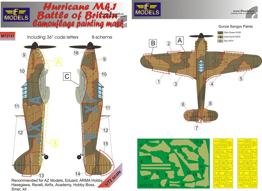 LF Models LFMM72131 Hurricane Mk.I BoB B-Scheme & Codes Masks 1:72