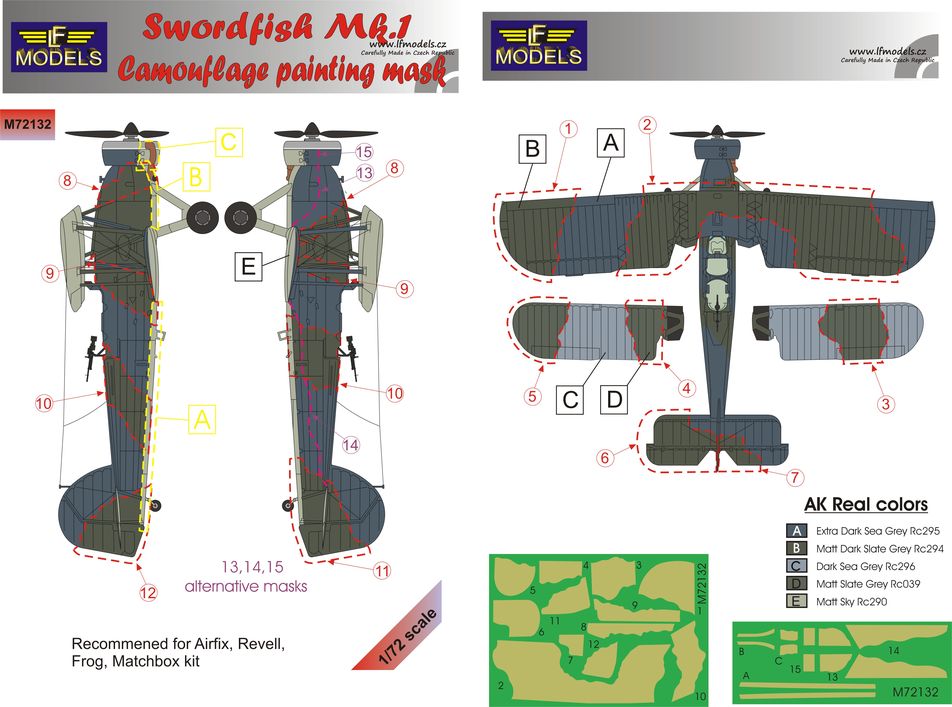 LF Models LFMM72132 1:72 Fairey Swordfish Mk.I camouflage pattern paint mask