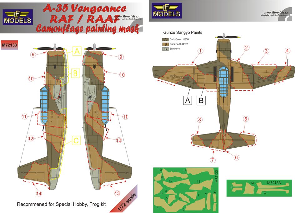 LF Models LFMM72133 Vultee A-35 Vengeance RAF/RAAF Camo Masks 1:72