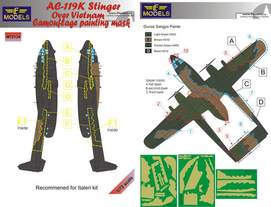 LF Models LFMM72134 C-119K Stinger Gunship Vietnam Camo Masks 1:72