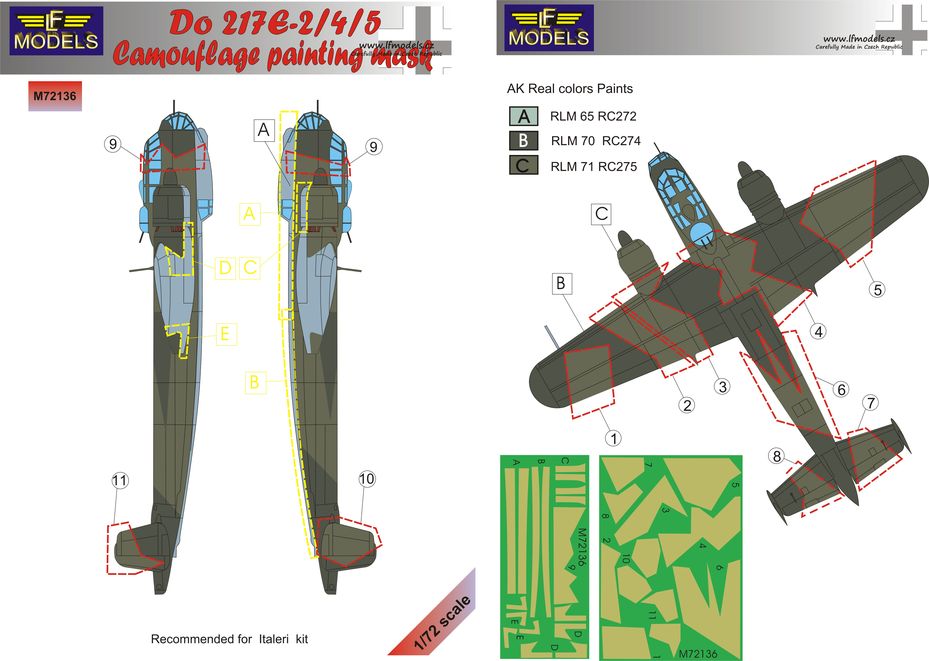 LF Models LFMM72136 1:72 Dornier Do-217E-2/4/5 camouflage pattern paint mask