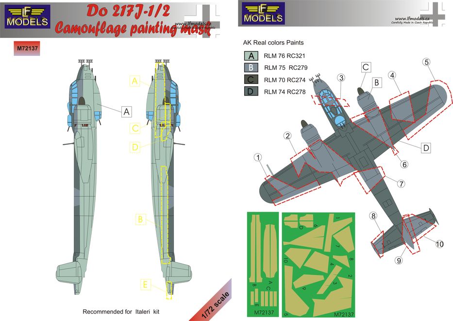 LF Models LFMM72137 1:72 Dornier Do-217J-1/2 camouflage pattern paint mask