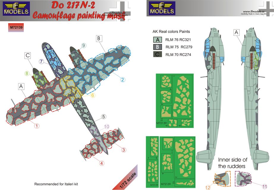 LF Models LFMM72139 1:72 Dornier Do-217N-2 camouflage pattern paint mask