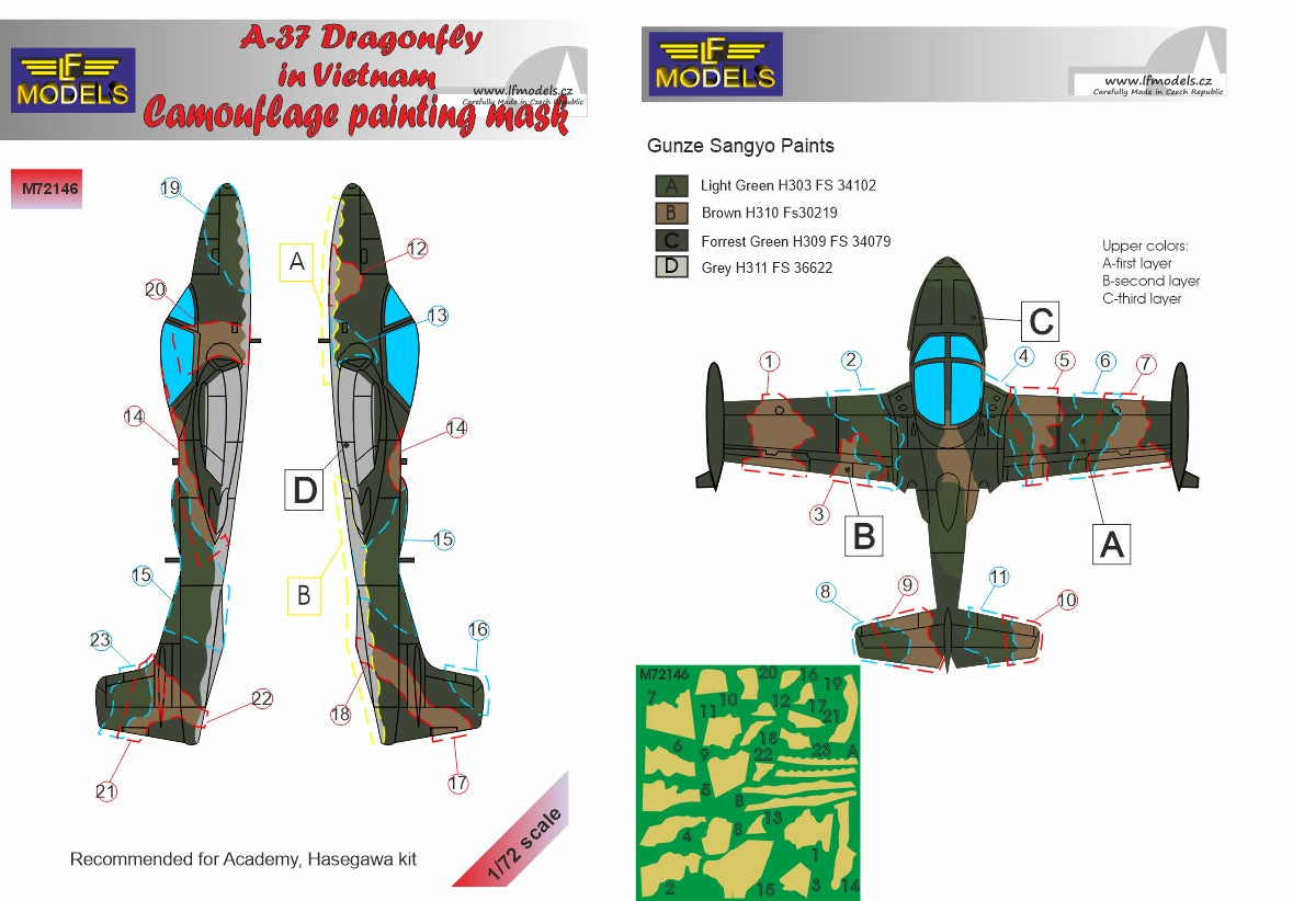 LF Models LFMM72146 Cessna A-37A/B Vietnam Camo Paint Masks 1:72