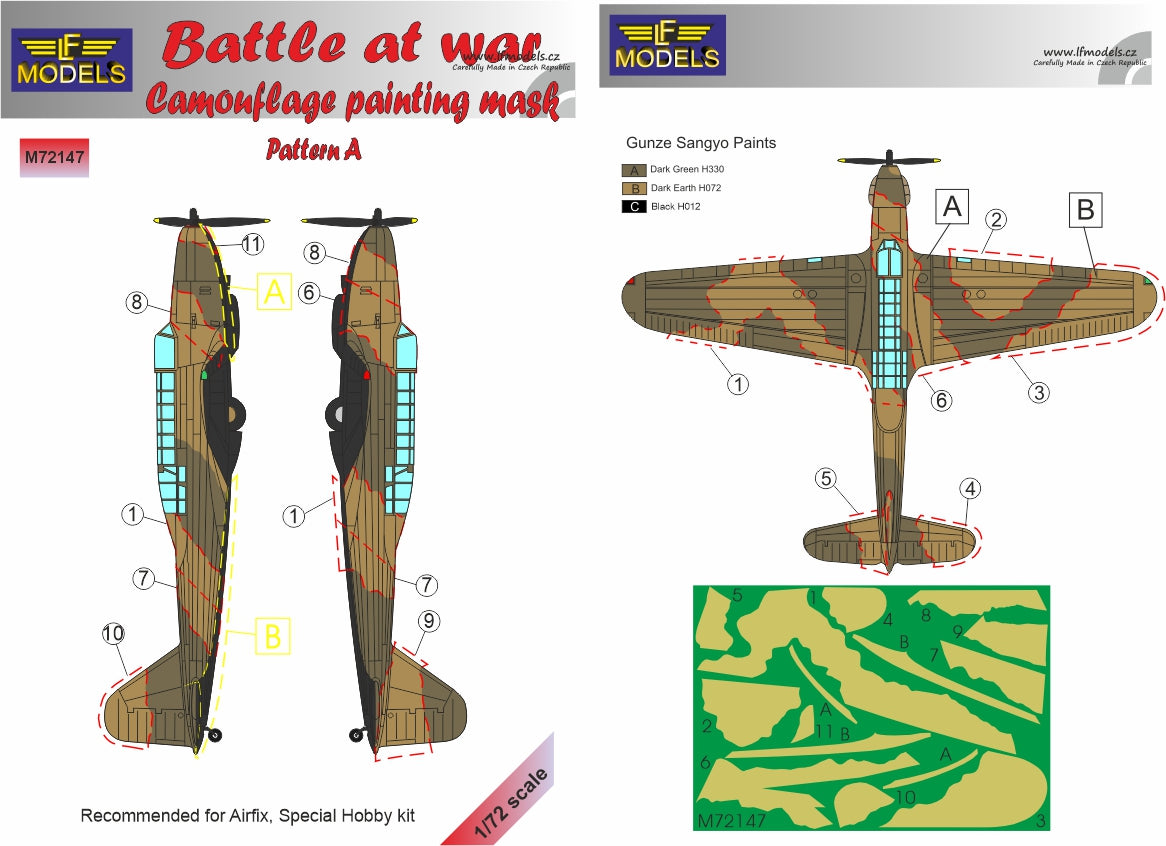 LF Models LFMM72147 Fairey Battle Mk.I Camo Mask Pattern A 1:72