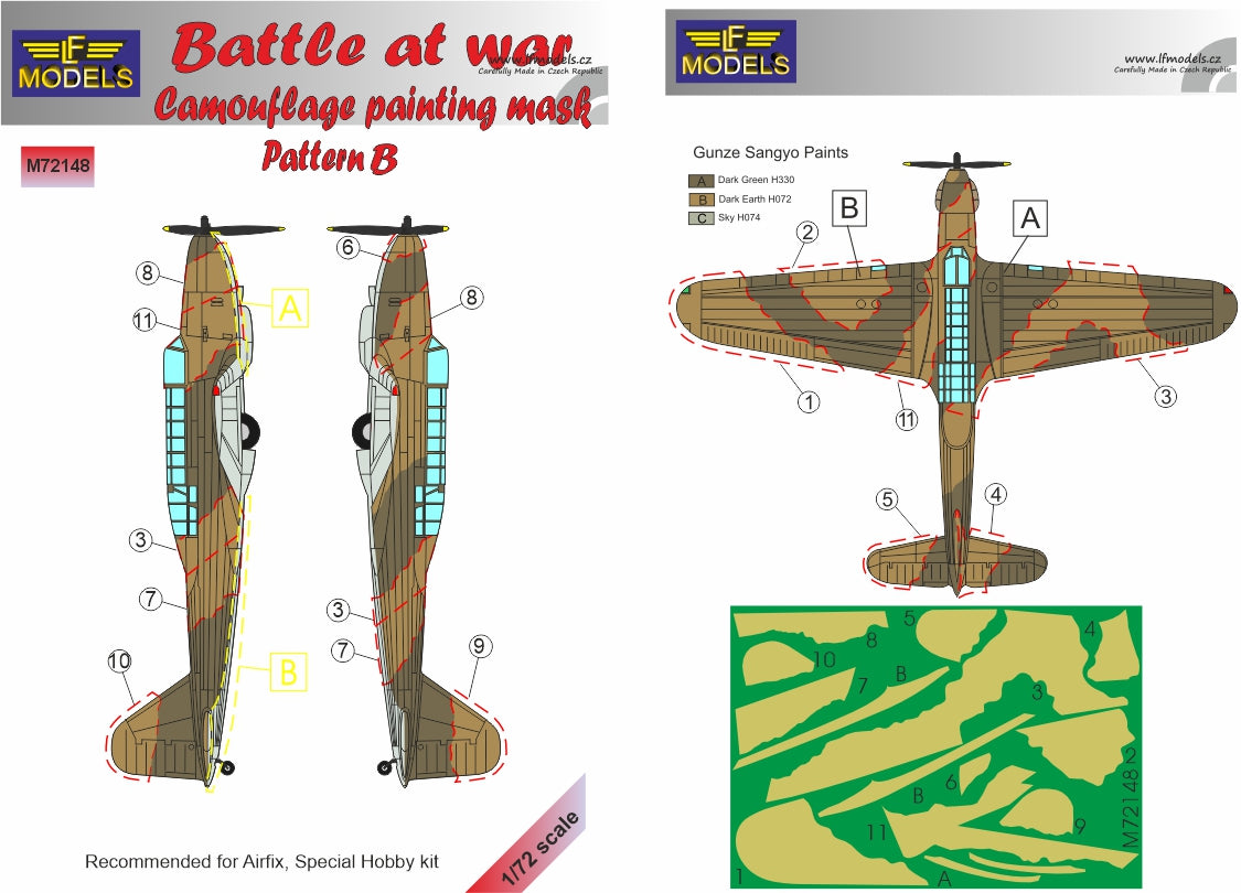 LF Models LFMM72148 Fairey Battle Mk.I Camo Mask Pattern B 1:72