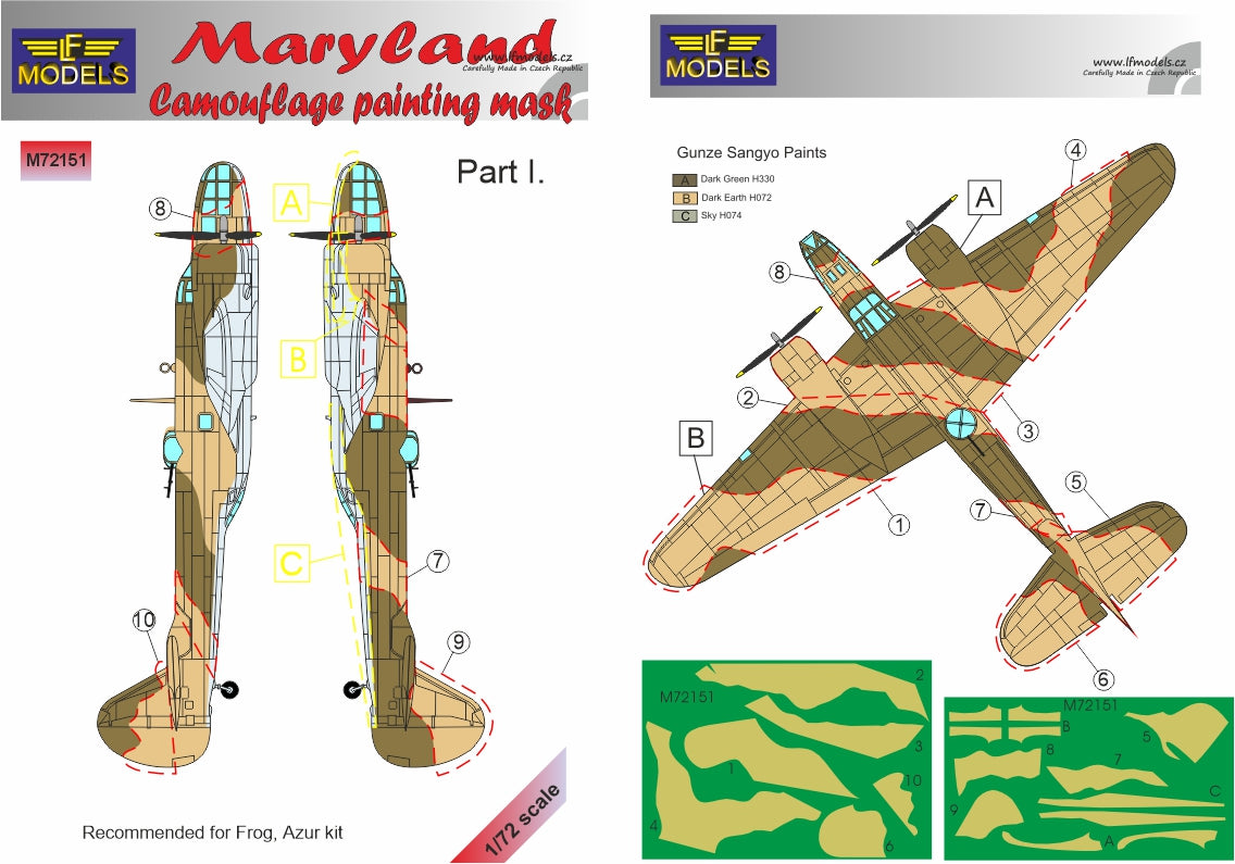 LF Models LFMM72151 1:72 Martin Maryland camouflage pattern paint mask Part I