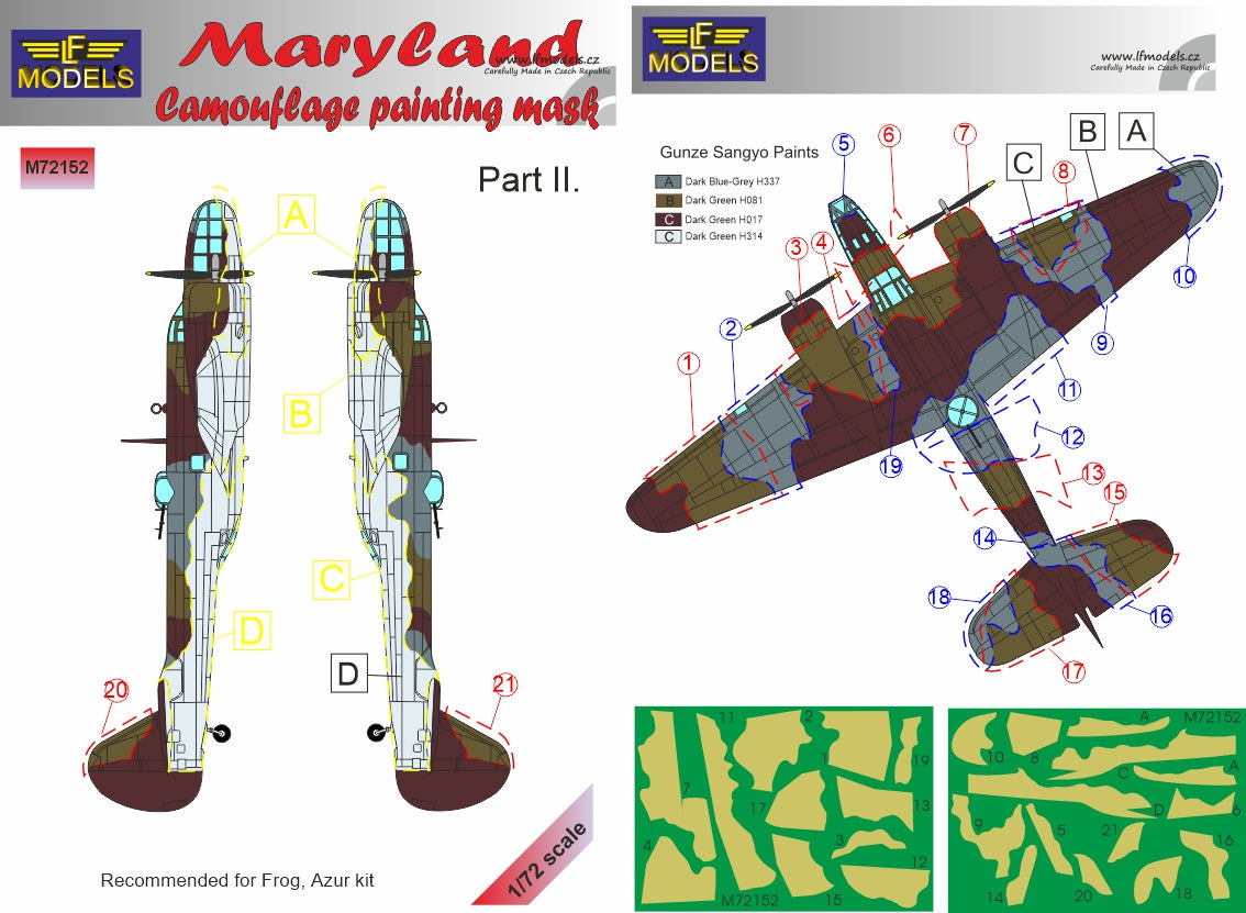 LF Models LFMM72152 1:72 Martin Maryland camouflage pattern paint mask Part II
