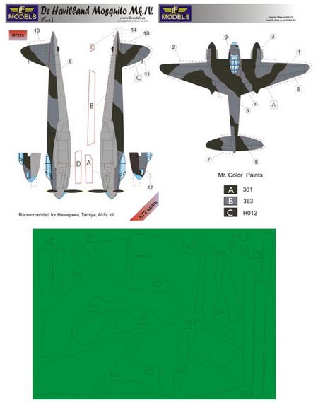 LF Models LFMM7218 de Havilland Mosquito Mk.IV Camo Masks Pt I 1:72