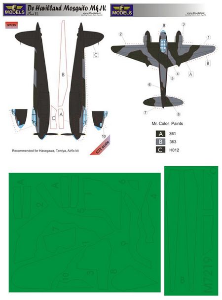 LF Models LFMM7219 1:72 de Havilland Mosquito Mk.IV camouflage masks