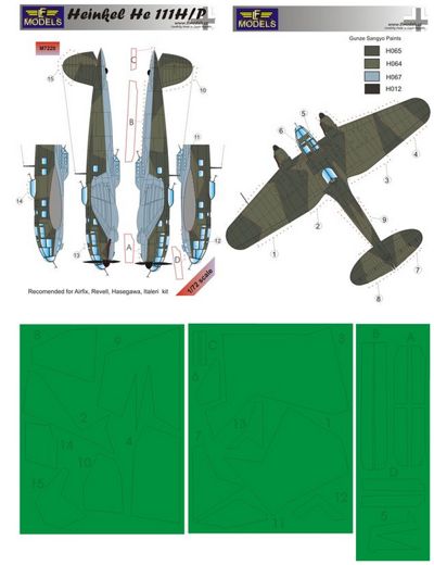 LF Models LFMM7220 1:72 Heinkel He-111H/He-111P camouflage pattern paint masks