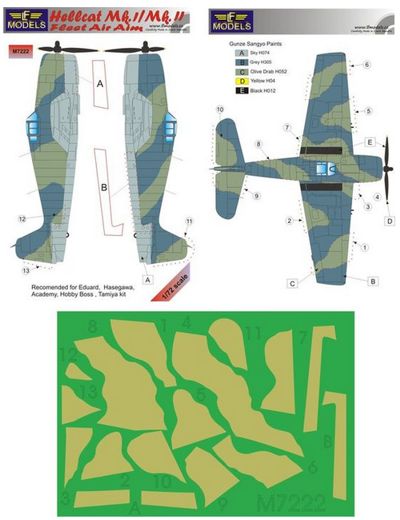 LF Models LFMM7222 Hellcat Mk.I/II FAA Camo Paint Masks 1:72