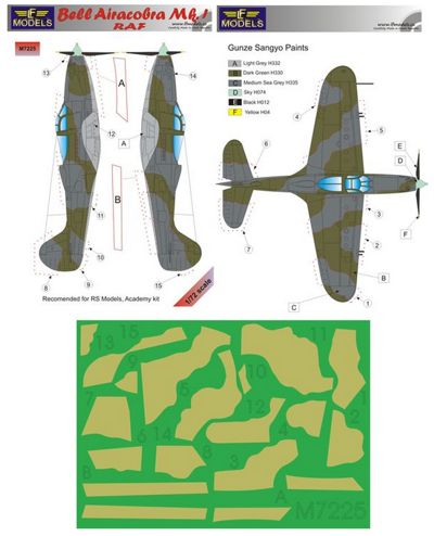 LF Models LFMM7225 1:72 Bell Airacobra Mk.I RAF camouflage pattern paint masks