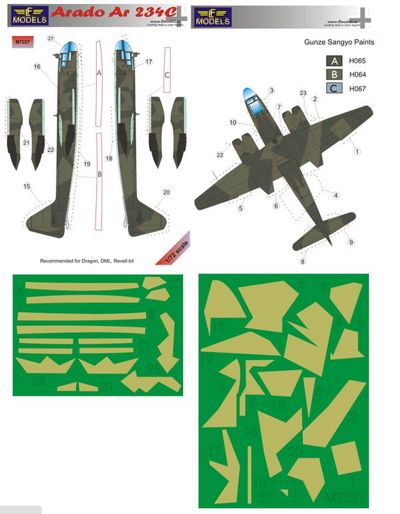 LF Models LFMM7227 1:72 Arado Ar-234C-3/Ar-234C-4 camouflage pattern paint masks