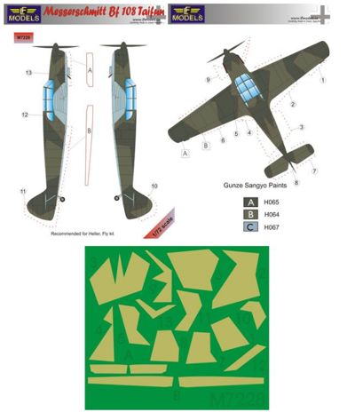 LF Models LFMM7228 1:72 Messerschmitt Bf-108B Taifun camouflage masks