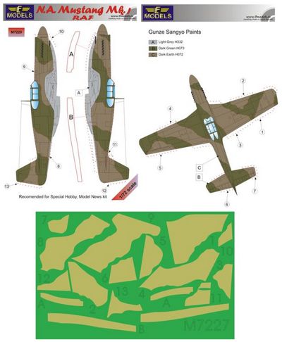 LF Models LFMM7229 Mustang Mk.I RAF Camo Paint Masks 1:72