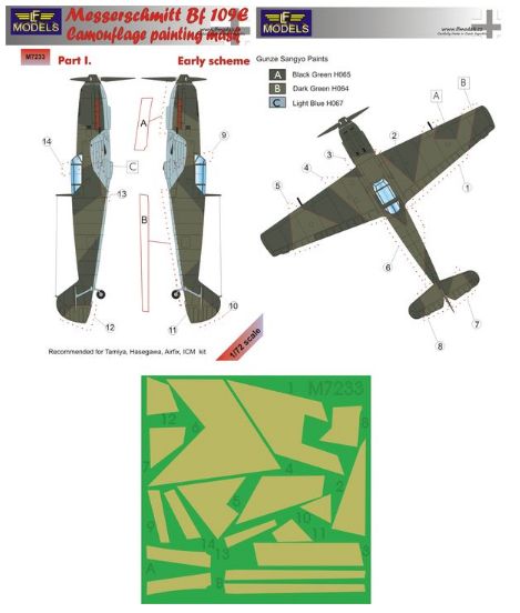 LF Models LFMM7233 Bf-109E Early Pt I Camo Paint Masks 1:72