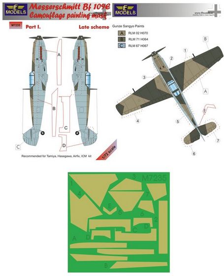 LF Models LFMM7235 Bf-109E Late Pt I Camo Paint Masks 1:72