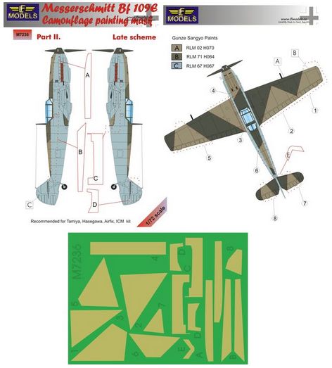 LF Models LFMM7236 Bf-109E Late Pt II Camo Paint Masks 1:72