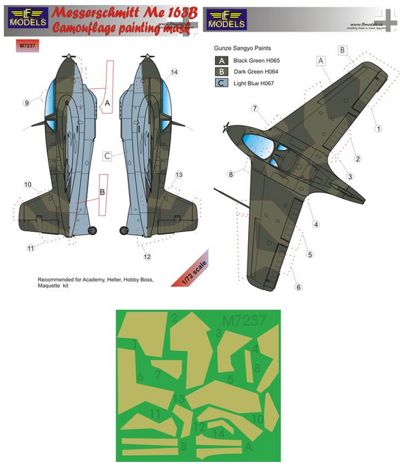 LF Models LFMM7237 1:72 Messerschmitt Me-163B Komet camouflage masks