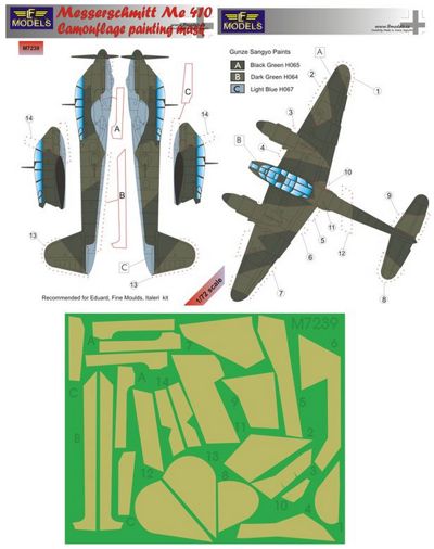 LF Models LFMM7239 1:72 Messerschmitt Me-410 camouflage pattern paint masks
