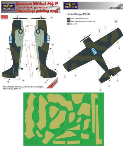 LF Models LFMM7242 Grumman Martlet Mk.VI FAA Camo Masks 1:72