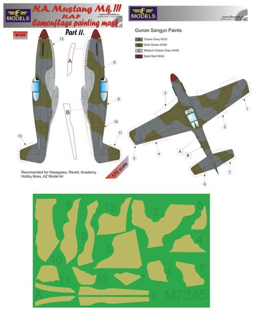 LF Models LFMM7245 Mustang Mk.III RAF Pt.II Camo Paint Masks 1:72