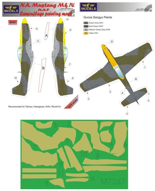 LF Models LFMM7247 Mustang Mk.IV RAF Camouflage Paint Masks 1:72