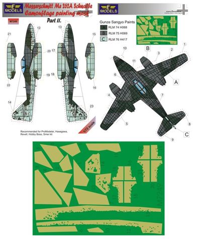 LF Models LFMM7249 Me-262A Schwalbe Pt II Camo Paint Masks 1:72