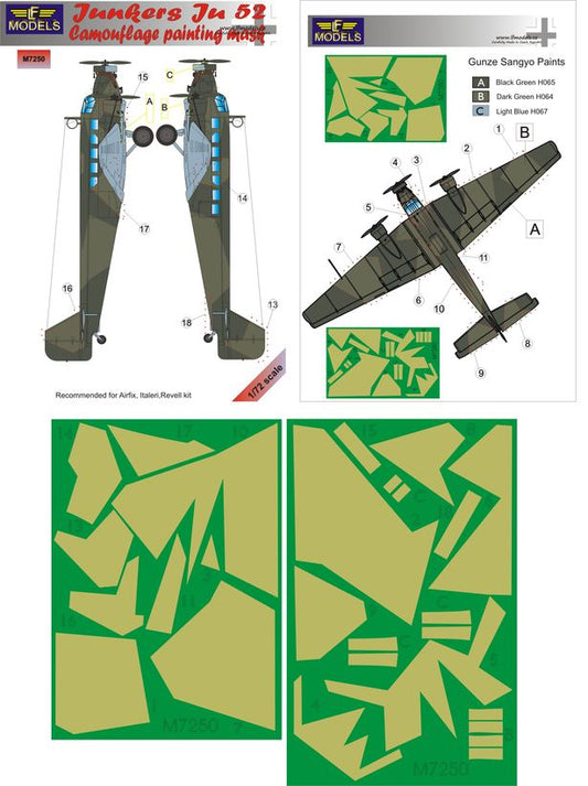 LF Models LFMM7250 1:72 Junkers Ju-52/3m camouflage pattern paint masks