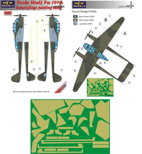 LF Models LFMM7251 1:72 Focke-Wulf Fw-189A-1 camouflage pattern paint masks