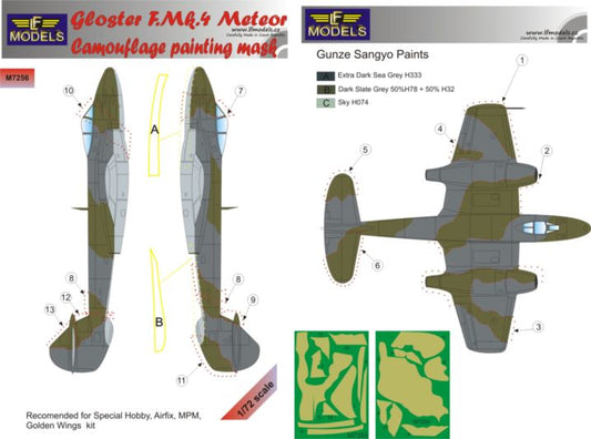 LF Models LFMM7256 1:72 Gloster Meteor F.Mk.4 camouflage pattern paint masks