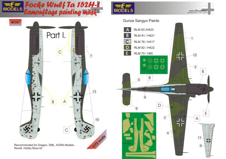 LF Models LFMM7257 1:72 Focke-Wulf Ta-152H-1 Part I camouflage masks