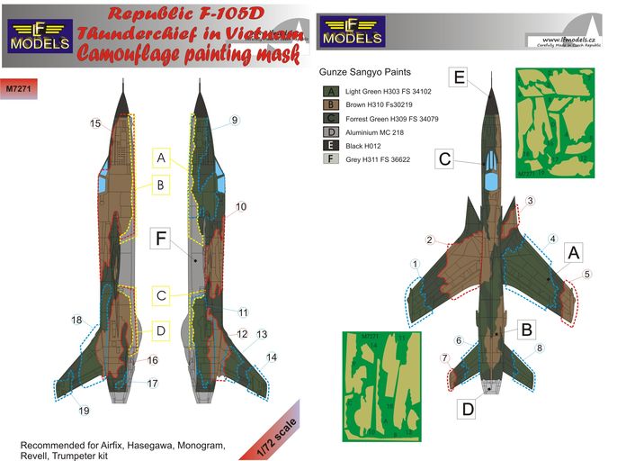 LF Models LFMM7271 1:72 Republic F-105D Thunderchief camouflage masks
