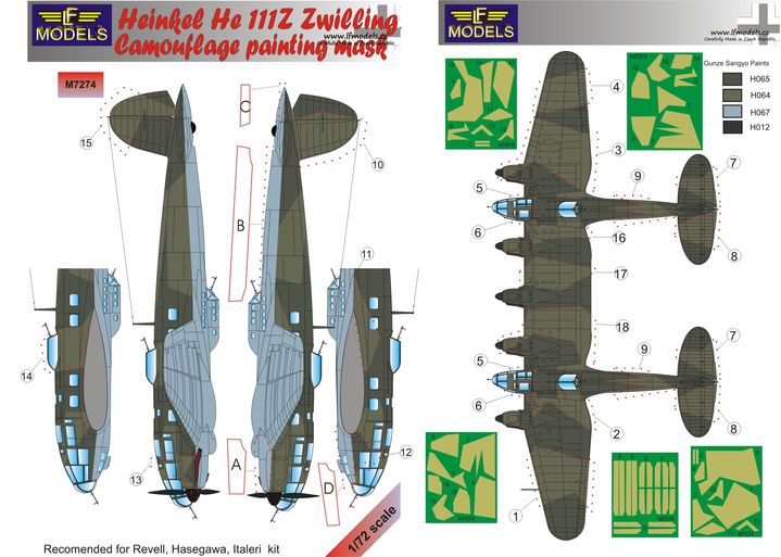 LF Models LFMM7274 1:72 Heinkel He-111Z camouflage pattern paint masks