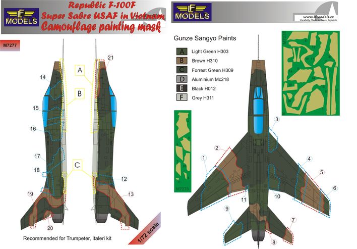 LF Models LFMM7278 F-100F Super Sabre Vietnam Camo Type 2 1:72