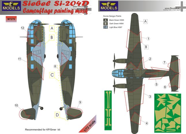 LF Models LFMM7279 1:72 Siebel Si-204D camouflage pattern paint masks
