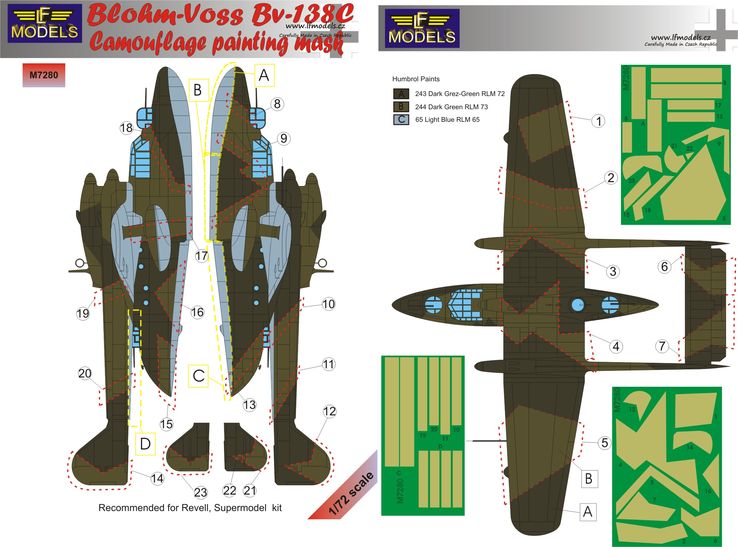 LF Models LFMM7280 Bv-138C-1 Clog Camouflage Paint Masks 1:72